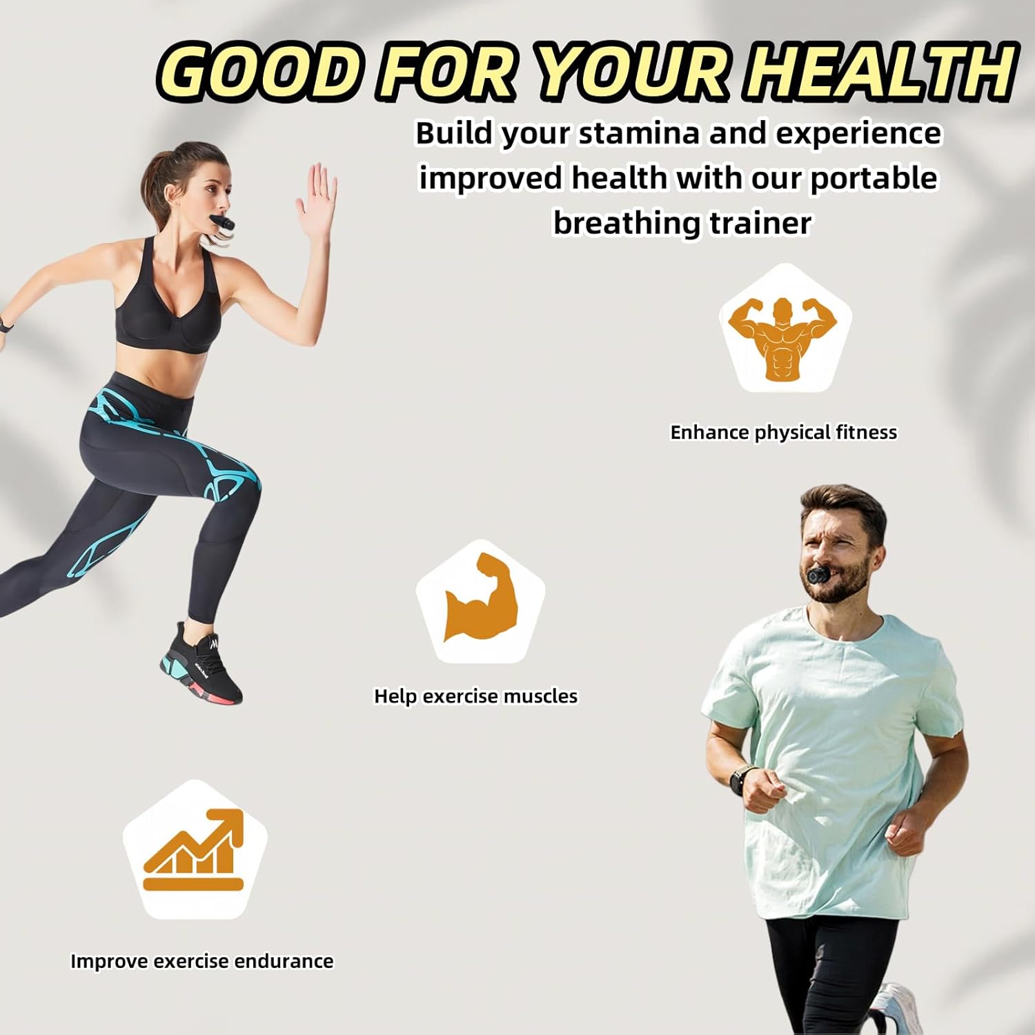 Treinador Respiratório Portátil – Exercitador de Músculos com Resistência Ajustável