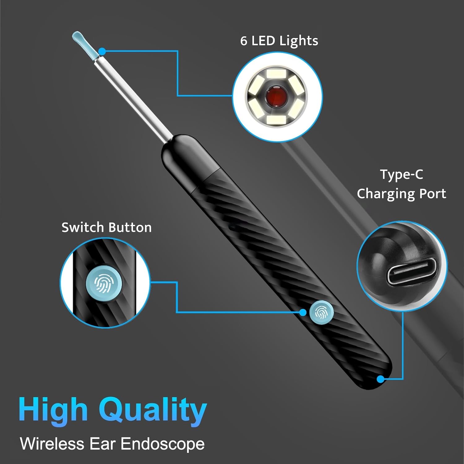 Kit Removedor de Cera Auricular com Câmara 1080P – 8 Peças para Limpeza Segura do Ouvido