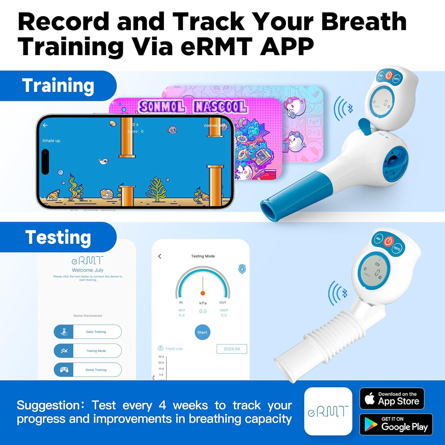 Dispositivo digital de exercícios respiratórios para pulmões | Treinador pulmonar para treinamento dos músculos respiratórios