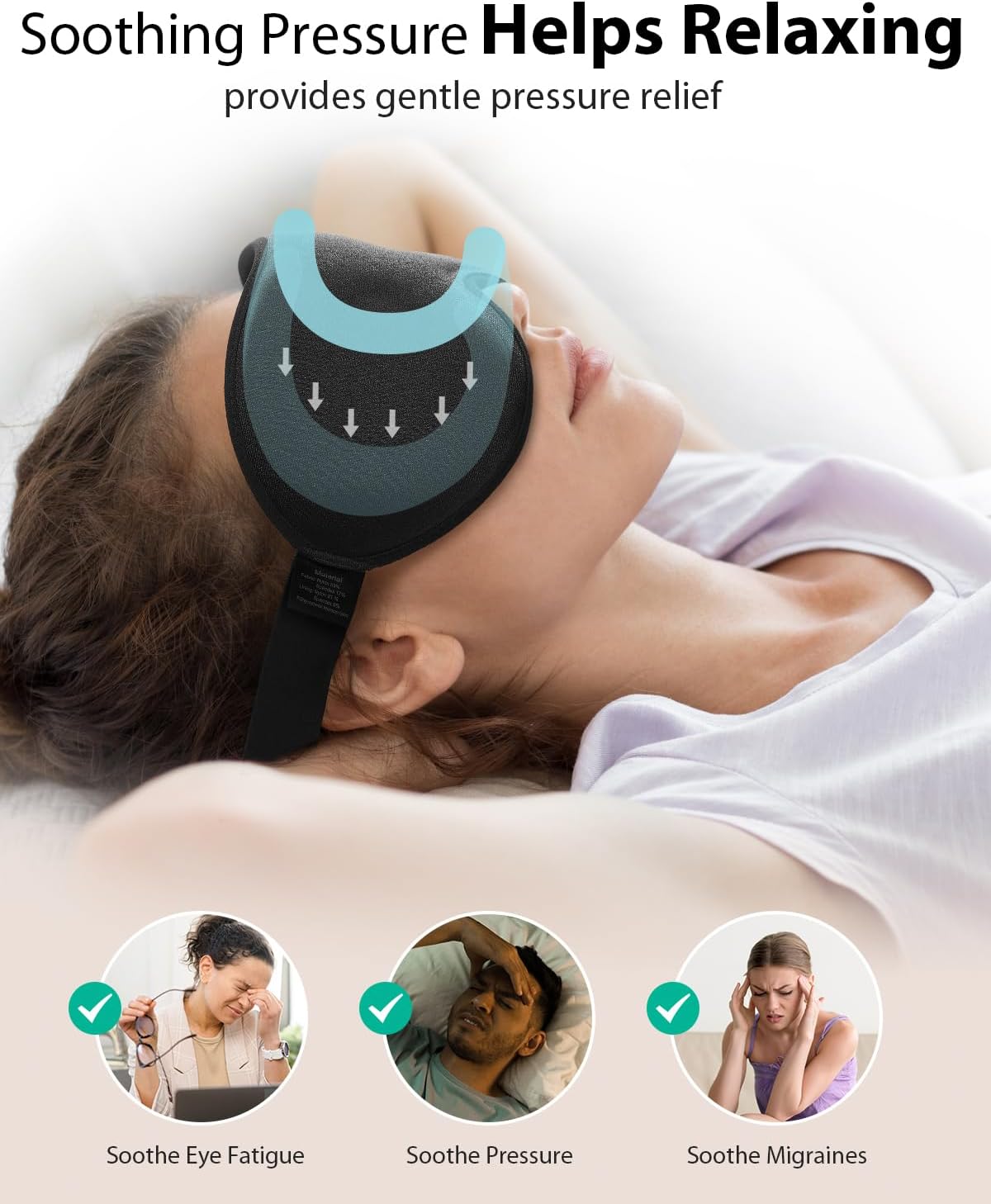 Máscara de Dormir com Peso – 3D Contornada, Efeito Blackout, Tira Ajustável para Homens e Mulheres