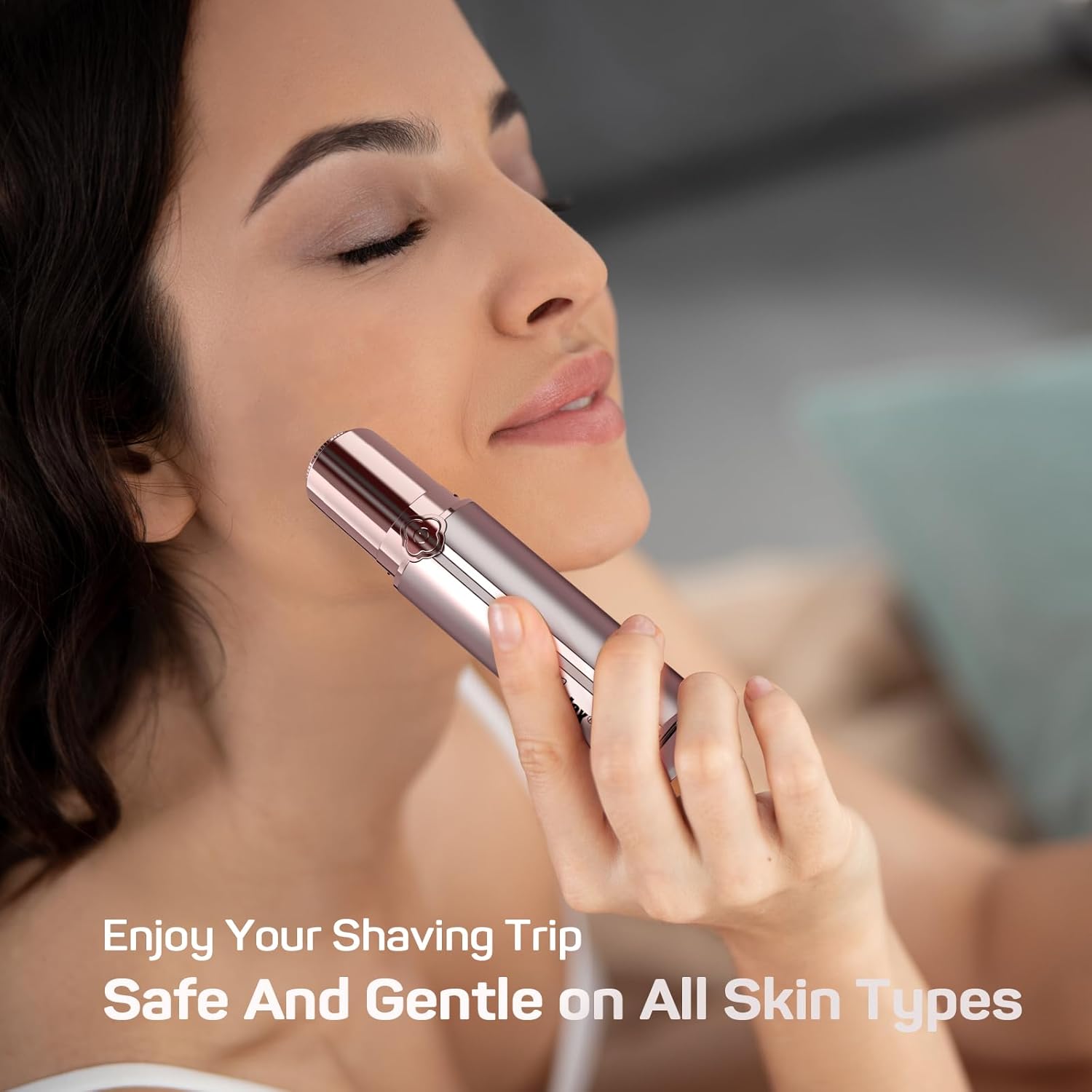 Removedor de Pêlos Faciais Feminino – Elétrico, Indolor, Recarregável, com 2 Cabeças de Substituição