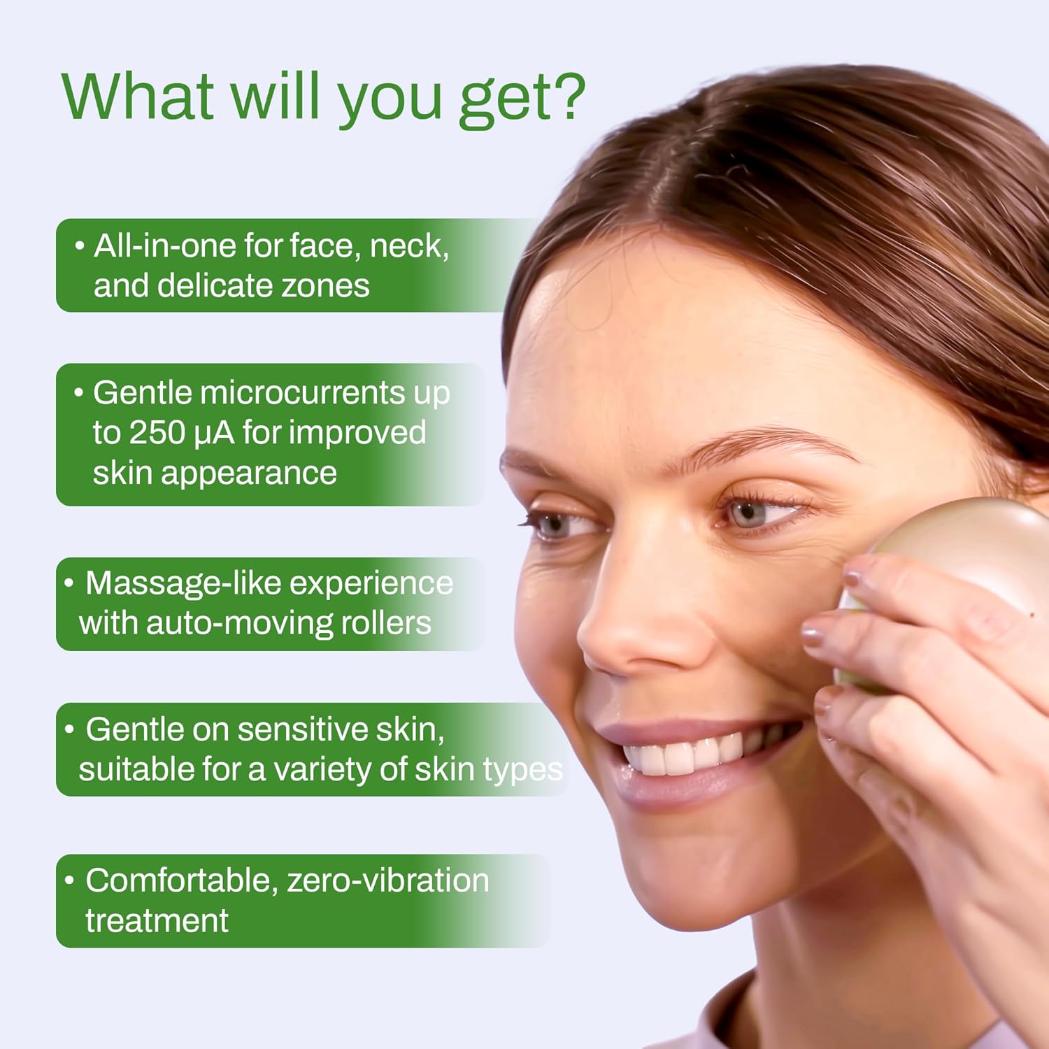Dispositivo Facial de Microcorrente – Massajador para Rosto, Olhos e Pescoço, Rolo de Beleza para Massagem Relaxante e Cuidados de Pele