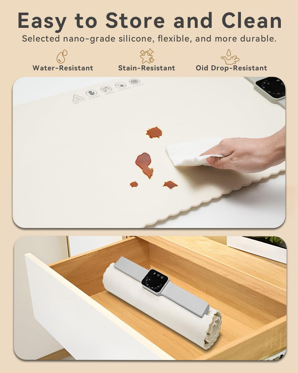 Food Warmer Mat, Electric Portable Silicone Warming Plate