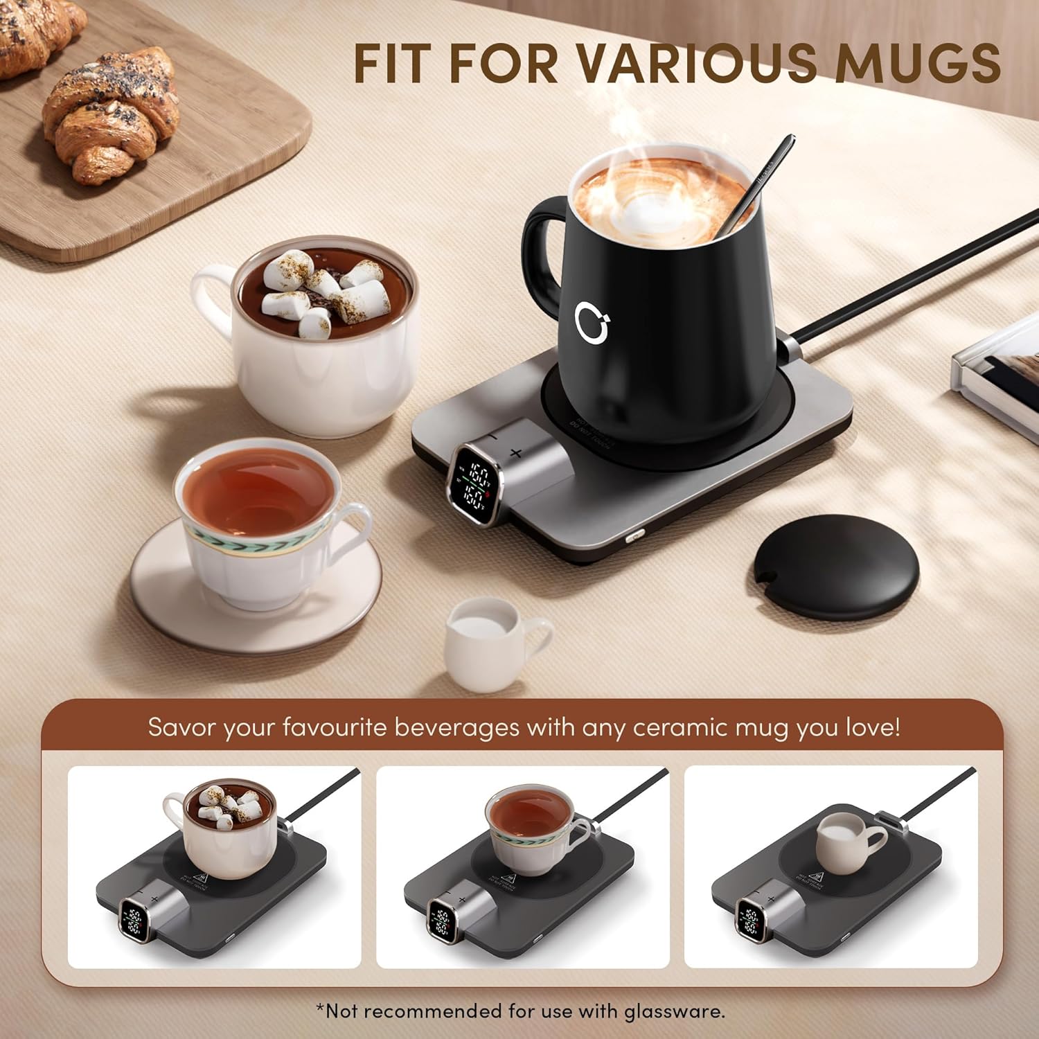 Coffee Mug Warmer Set, ±1°F Precision Temperature Control