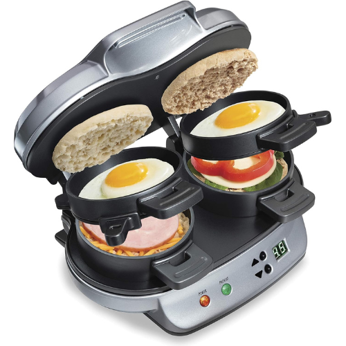 Hamilton Beach Dual Breakfast Sandwich Maker with Timer, Ready in 5 Minutes