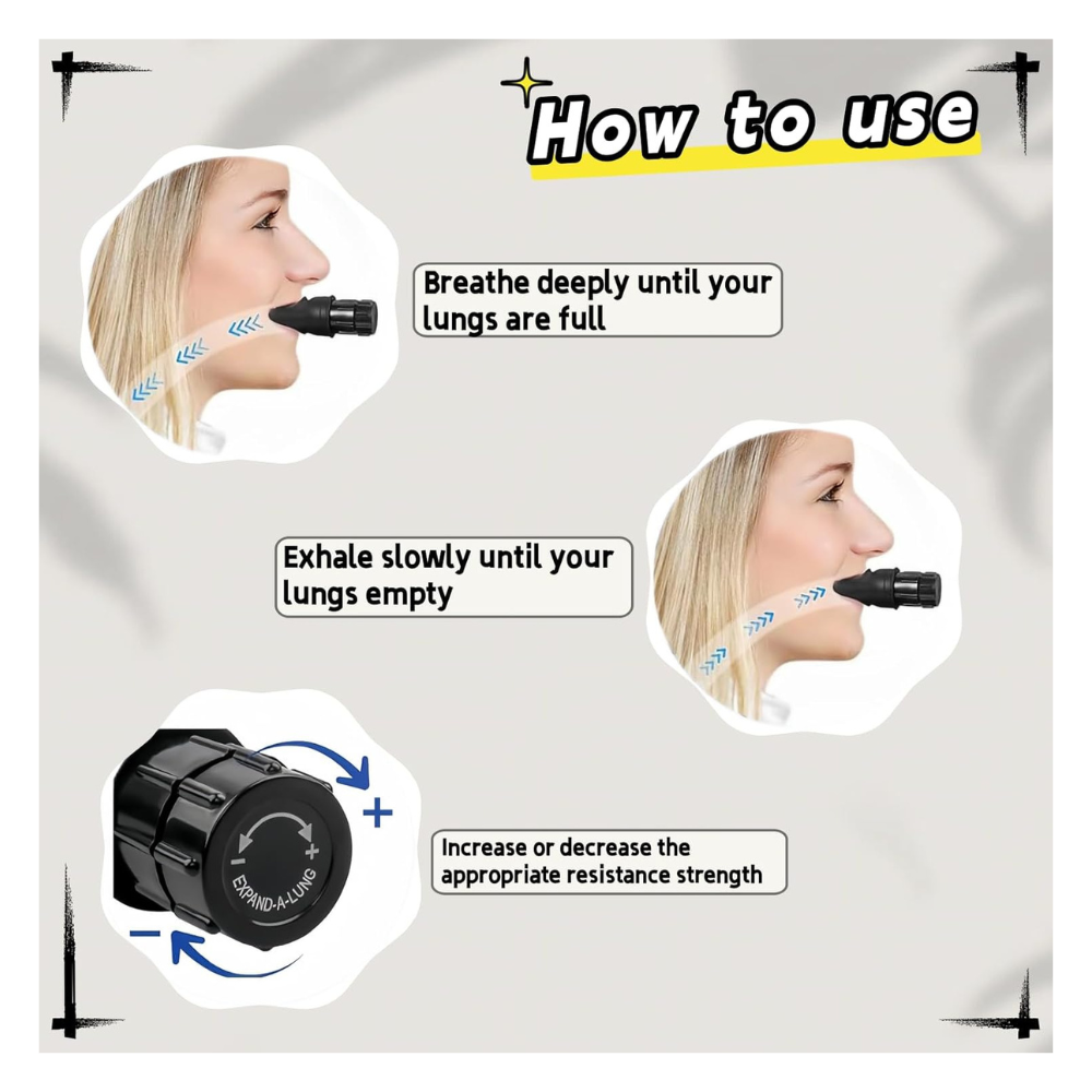 Treinador Respiratório Portátil – Exercitador de Músculos com Resistência Ajustável