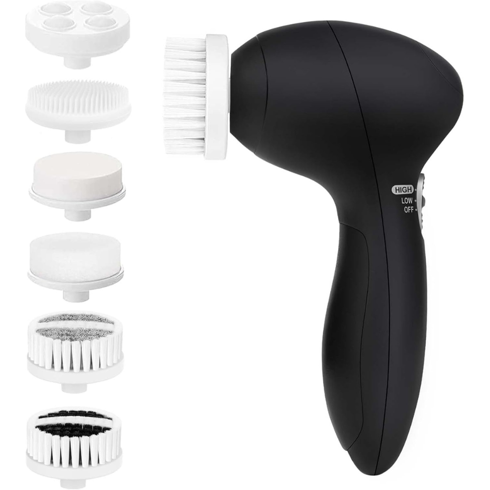 Escova de Limpeza Facial Elétrica – 6 Cabeças Intercambiáveis para Limpeza Profunda, Esfoliação Suave, Remoção de Pontos Negros e Massagem