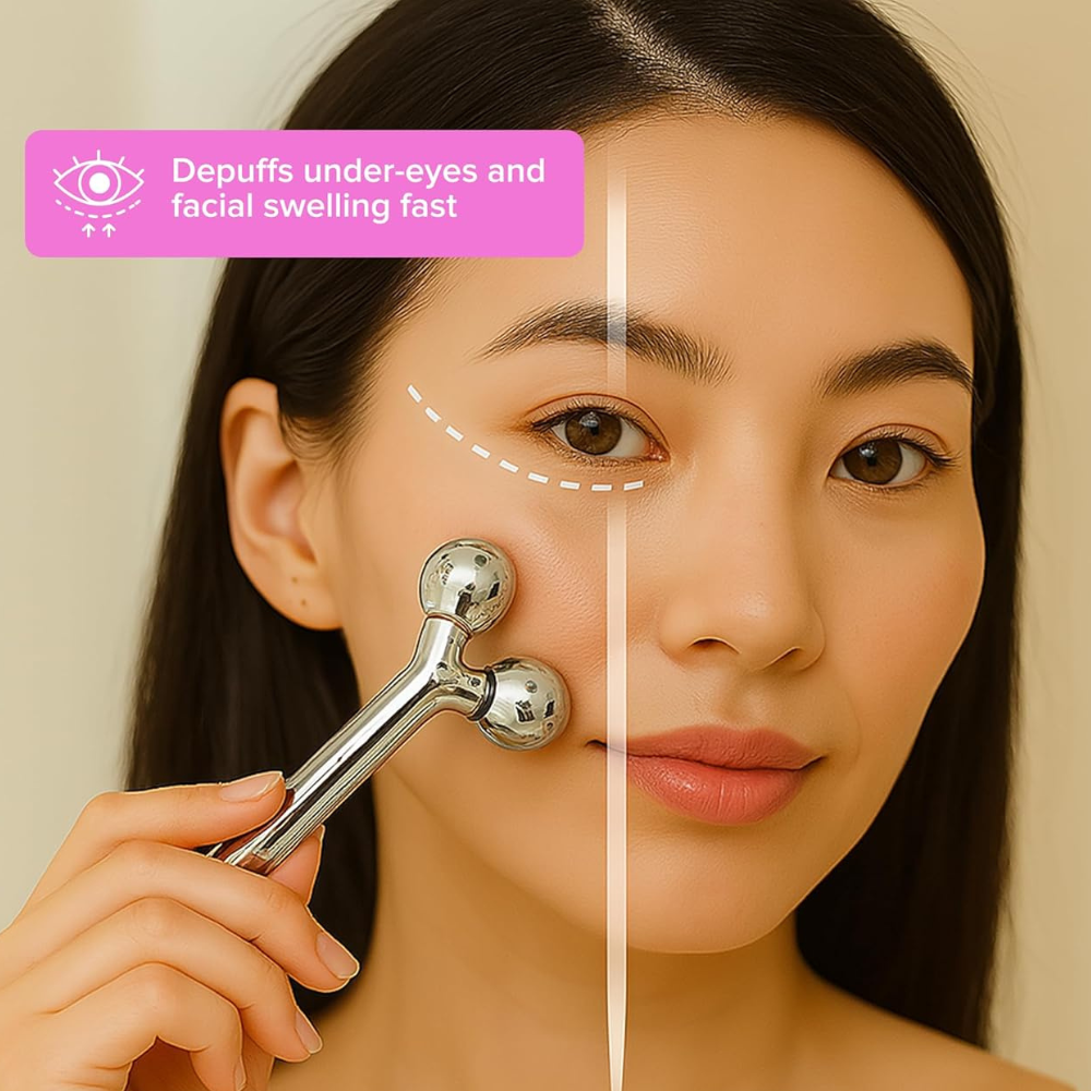 Rolo Facial para Mulheres e Homens – Massajador de Beleza, Estimula a Drenagem Linfática e Cuidados de Pele