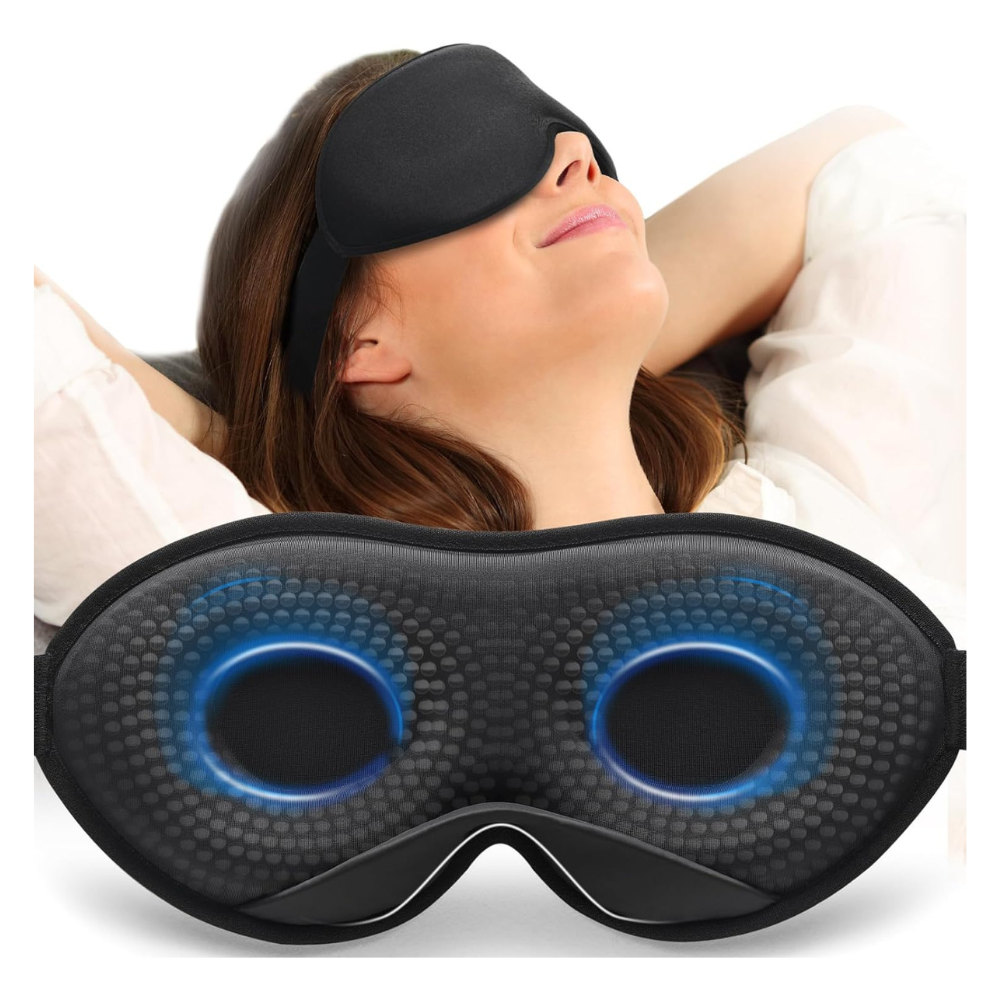 Máscara de Dormir com Peso – 3D Contornada, Efeito Blackout, Tira Ajustável para Homens e Mulheres