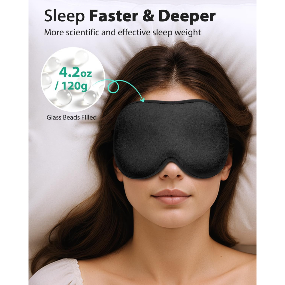 Máscara de Dormir com Peso – 3D Contornada, Efeito Blackout, Tira Ajustável para Homens e Mulheres
