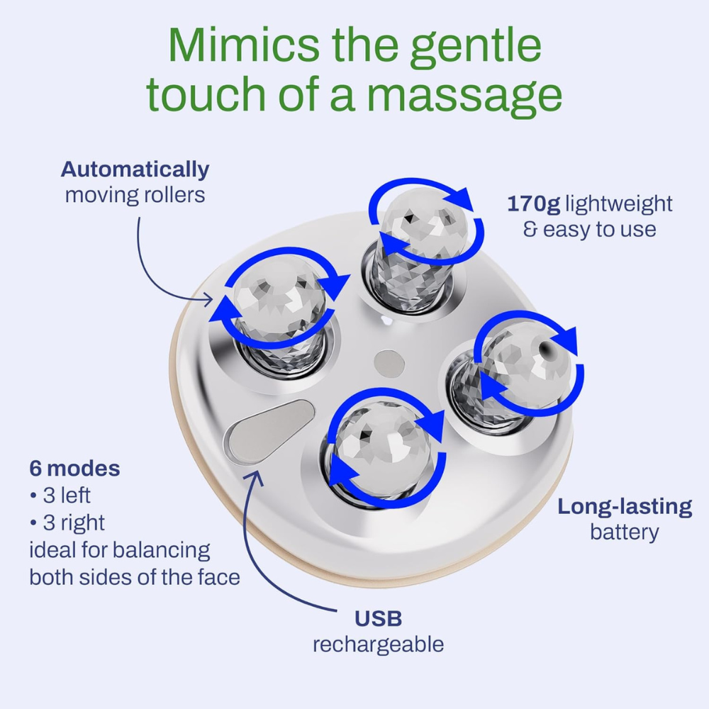 Dispositivo Facial de Microcorrente – Massajador para Rosto, Olhos e Pescoço, Rolo de Beleza para Massagem Relaxante e Cuidados de Pele