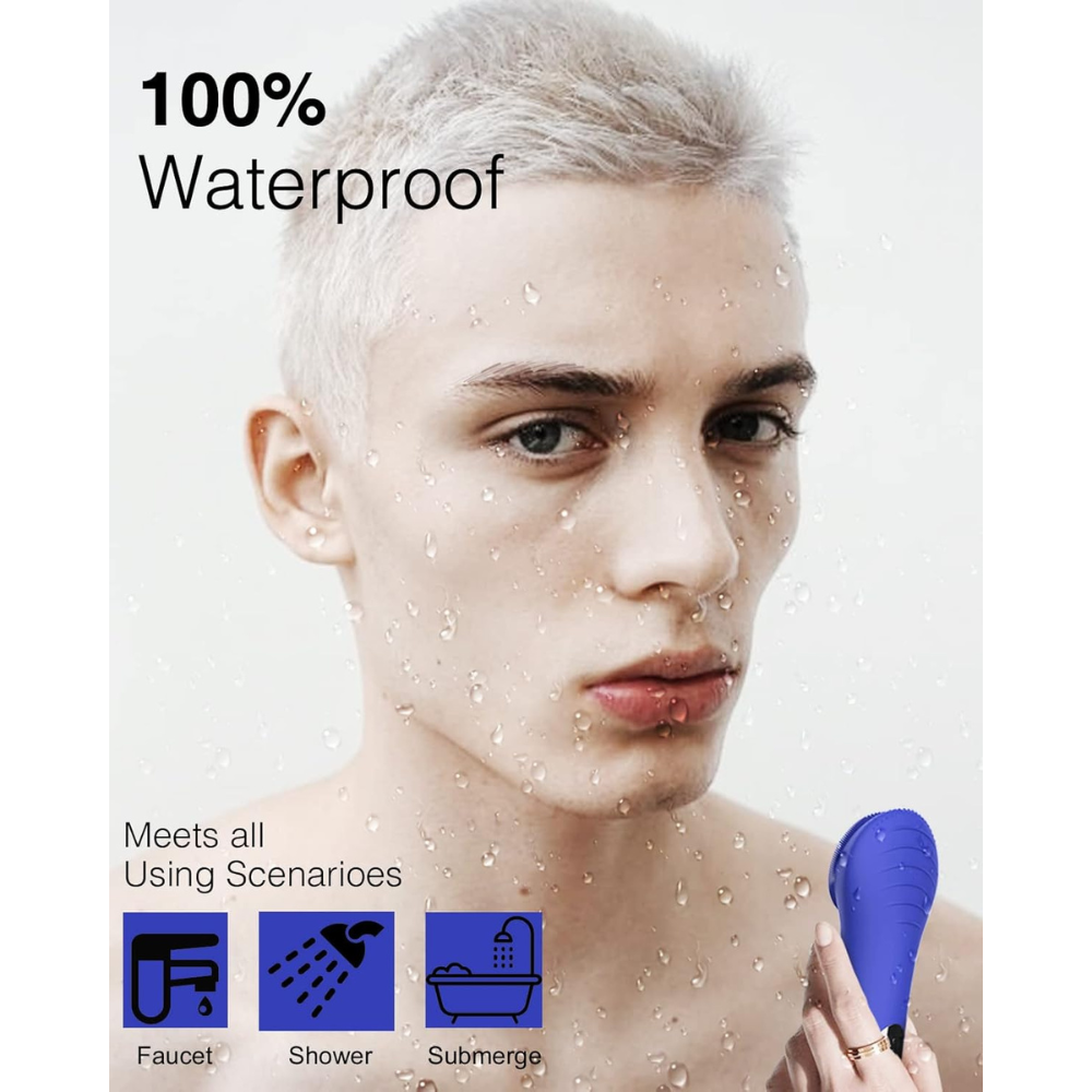 Escova de Limpeza Facial Elétrica – À Prova de Água, Recarregável, para Limpeza, Esfoliação e Massagem
